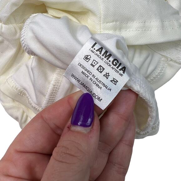 I.AM.GIA Diego Ruched Cold Shoulder Halter Mesh Top NEW White Womens L Large - Picture 10 of 10